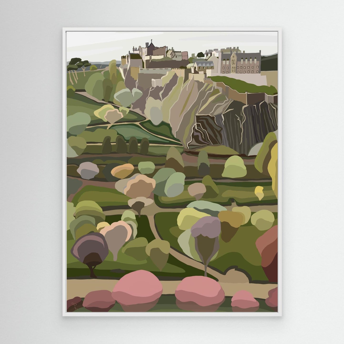 Edinburgh Castle and Princes Street Gardens- large sizes canvas prints, framed or unframed