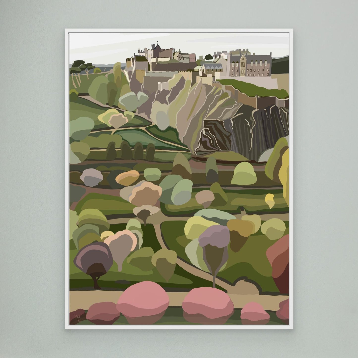 Edinburgh Castle and Princes Street Gardens- large sizes canvas prints, framed or unframed