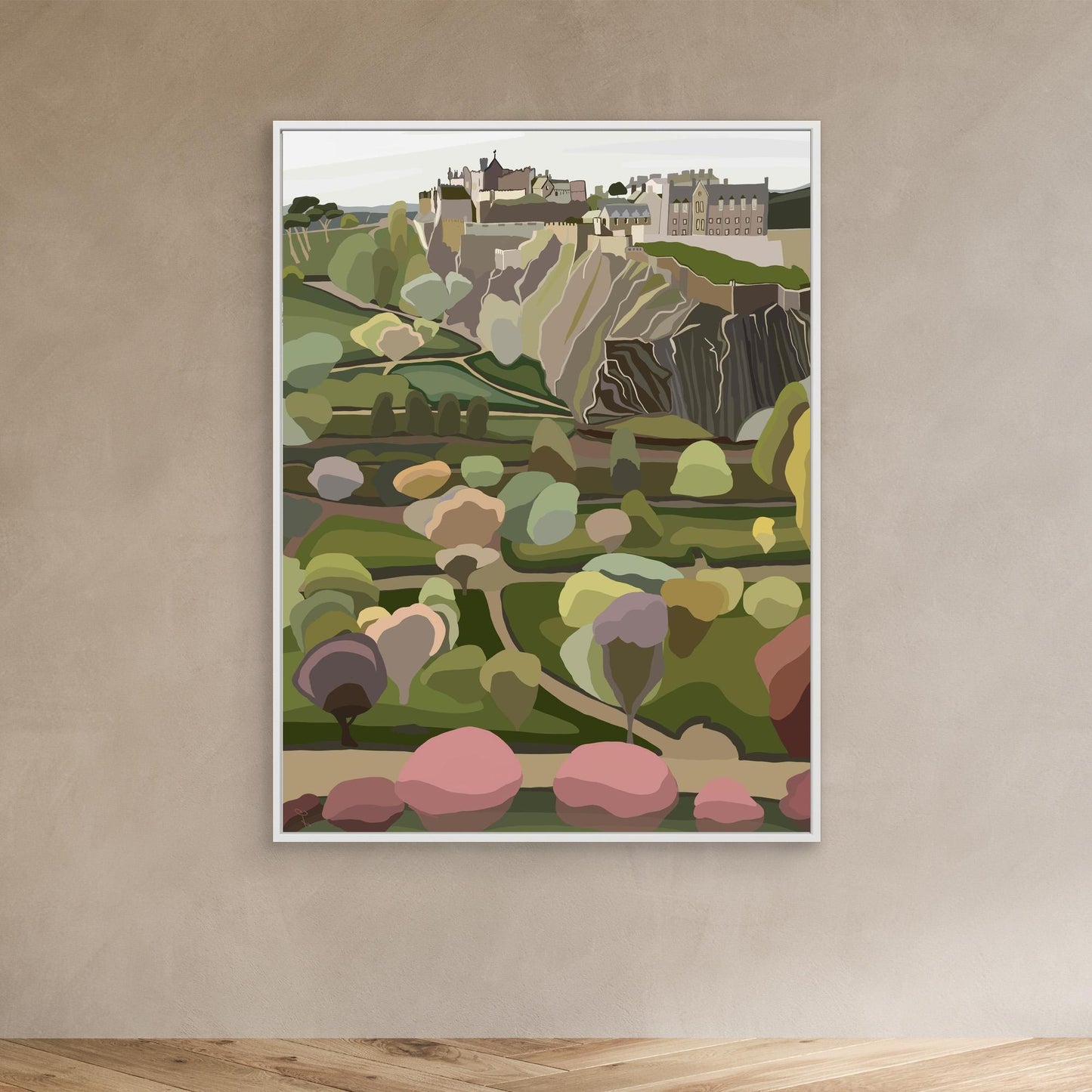 Edinburgh Castle and Princes Street Gardens- large sizes canvas prints, framed or unframed