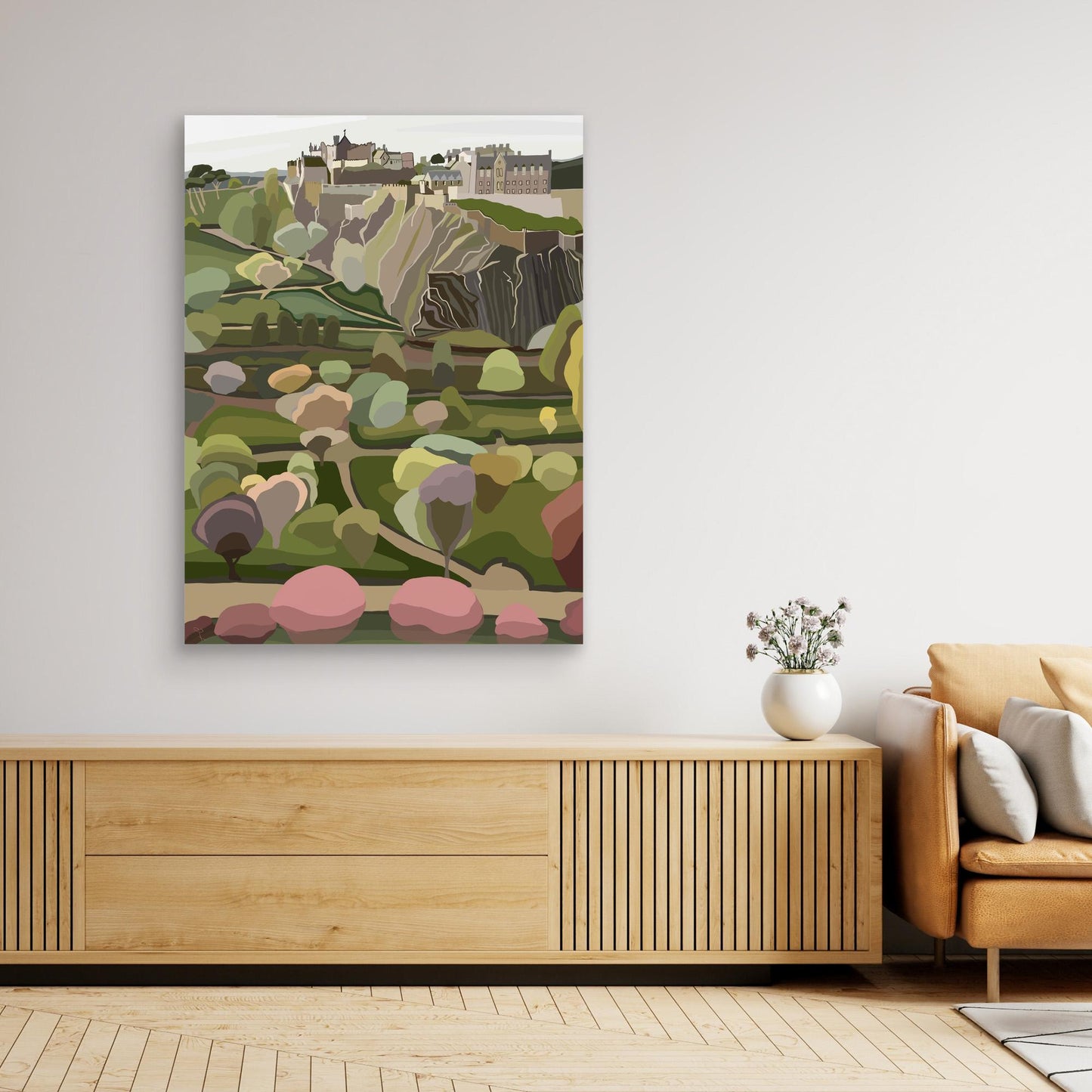 Edinburgh Castle and Princes Street Gardens- large sizes canvas prints, framed or unframed