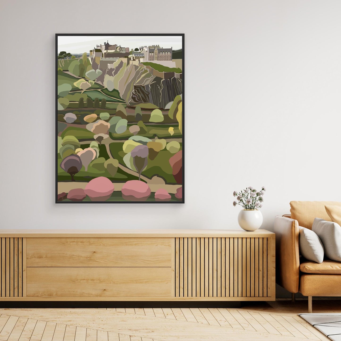 Edinburgh Castle and Princes Street Gardens- large sizes canvas prints, framed  or unframed