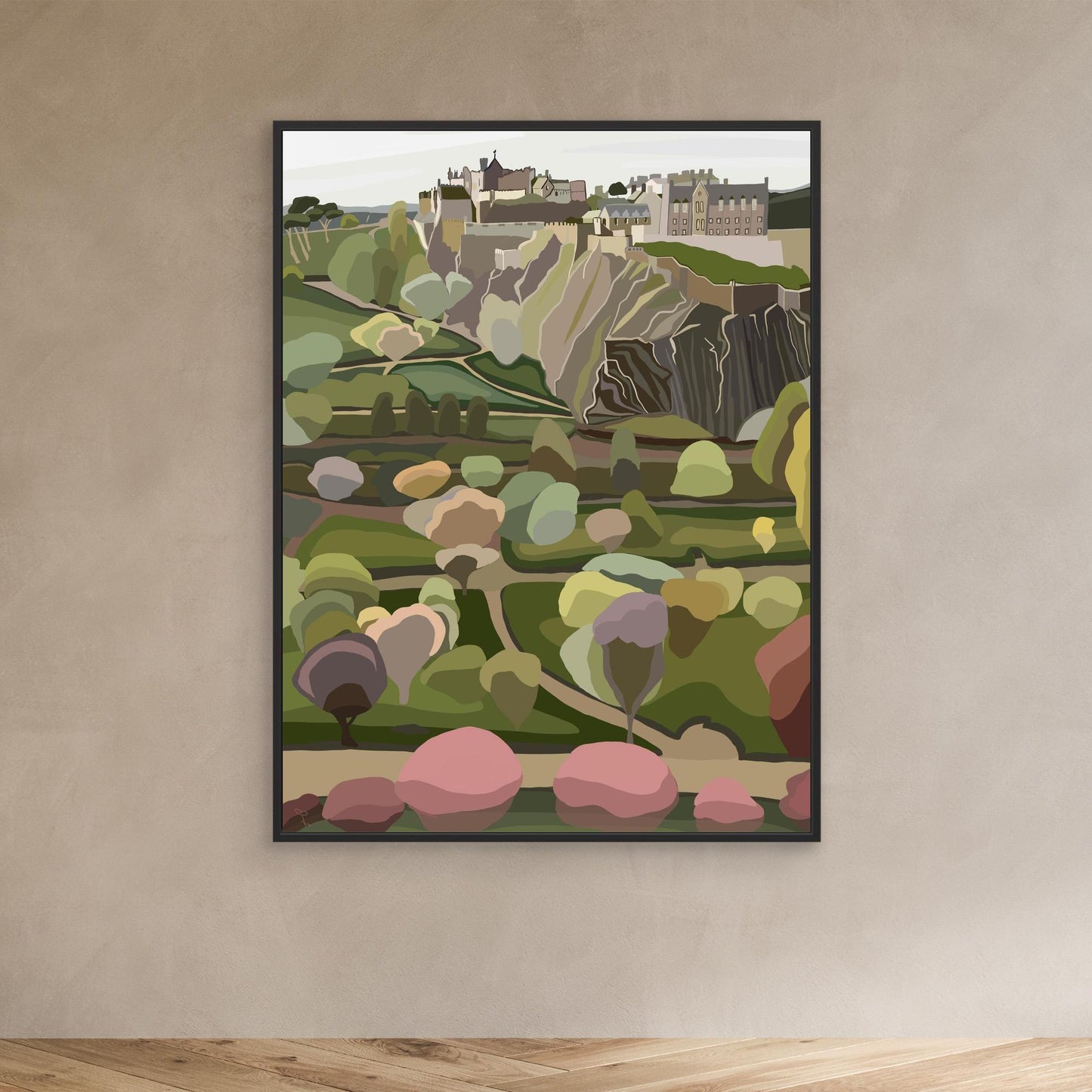 Edinburgh Castle and Princes Street Gardens- large sizes canvas prints, framed or unframed