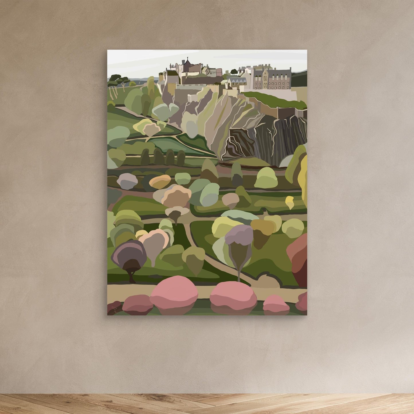 Edinburgh Castle and Princes Street Gardens- large sizes canvas prints, framed or unframed
