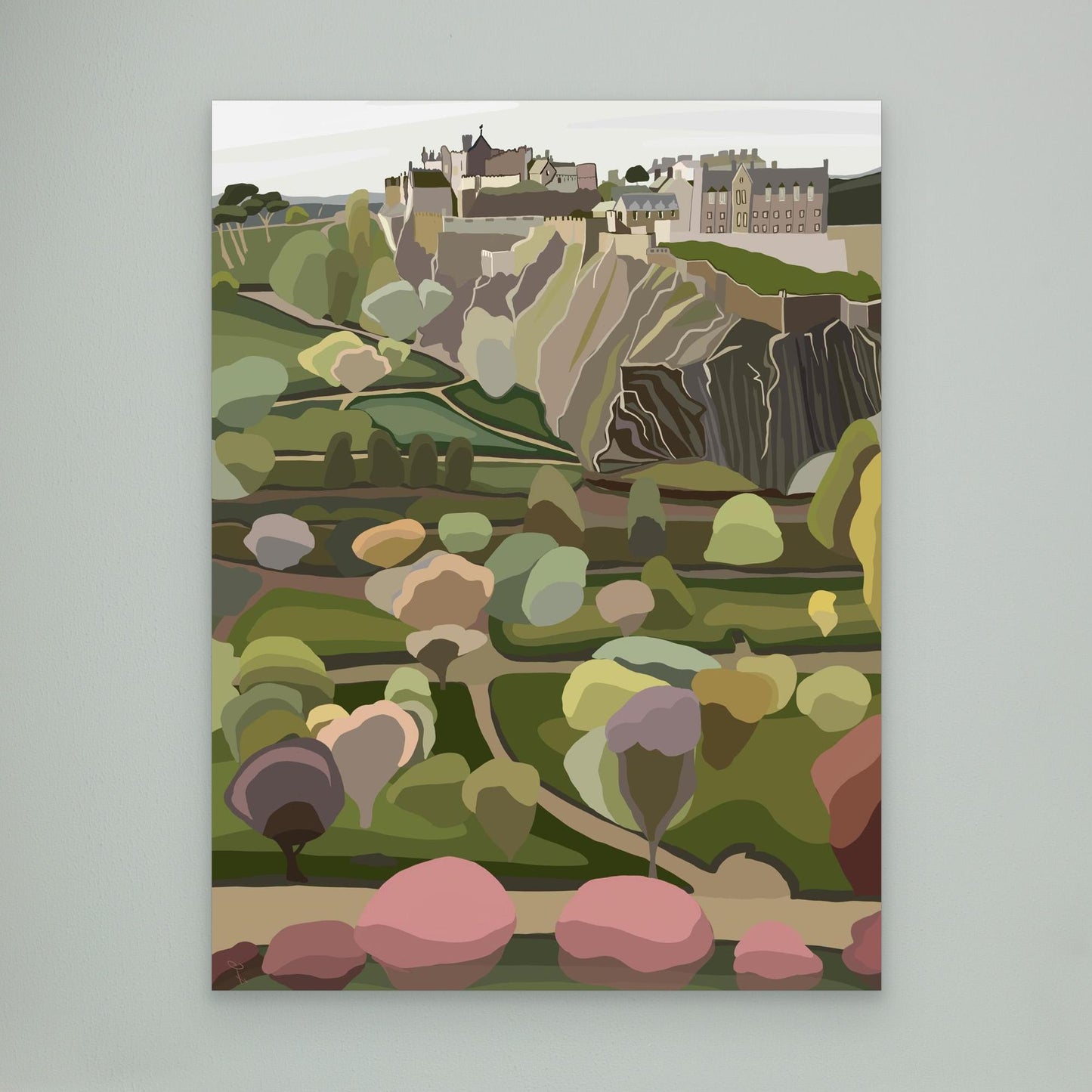 Edinburgh Castle and Princes Street Gardens- large sizes canvas prints, framed or unframed