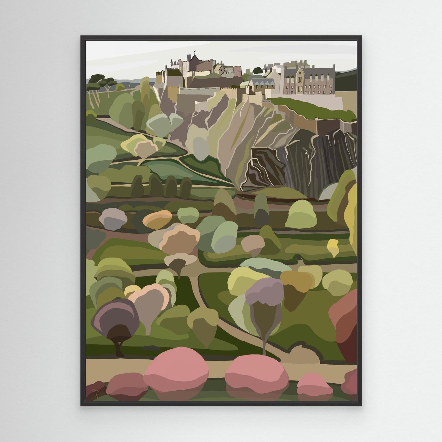 Edinburgh Castle and Princes Street Gardens- large sizes canvas prints, framed or unframed