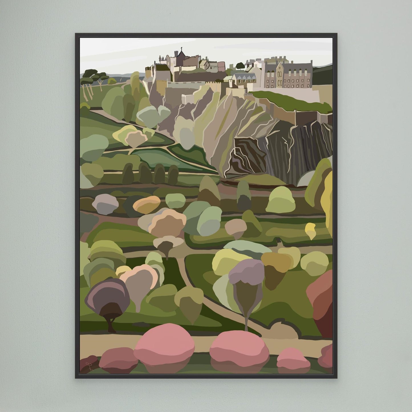 Edinburgh Castle and Princes Street Gardens- large sizes canvas prints, framed or unframed