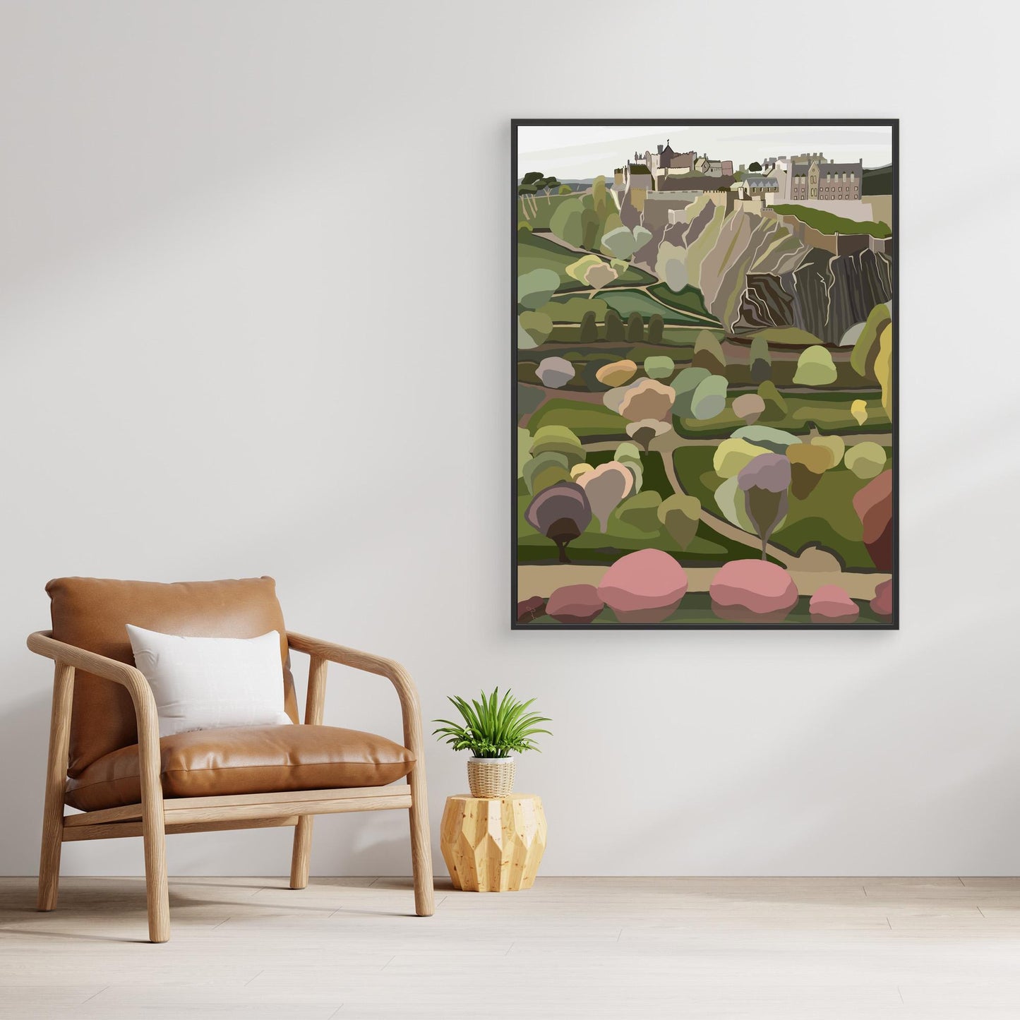 Edinburgh Castle and Princes Street Gardens- large sizes canvas prints, framed or unframed