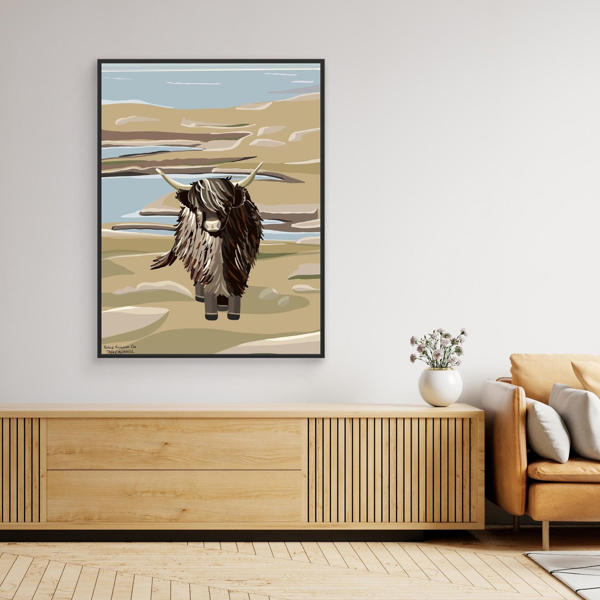 Black Highland Coo, Scotland - large size canvas prints