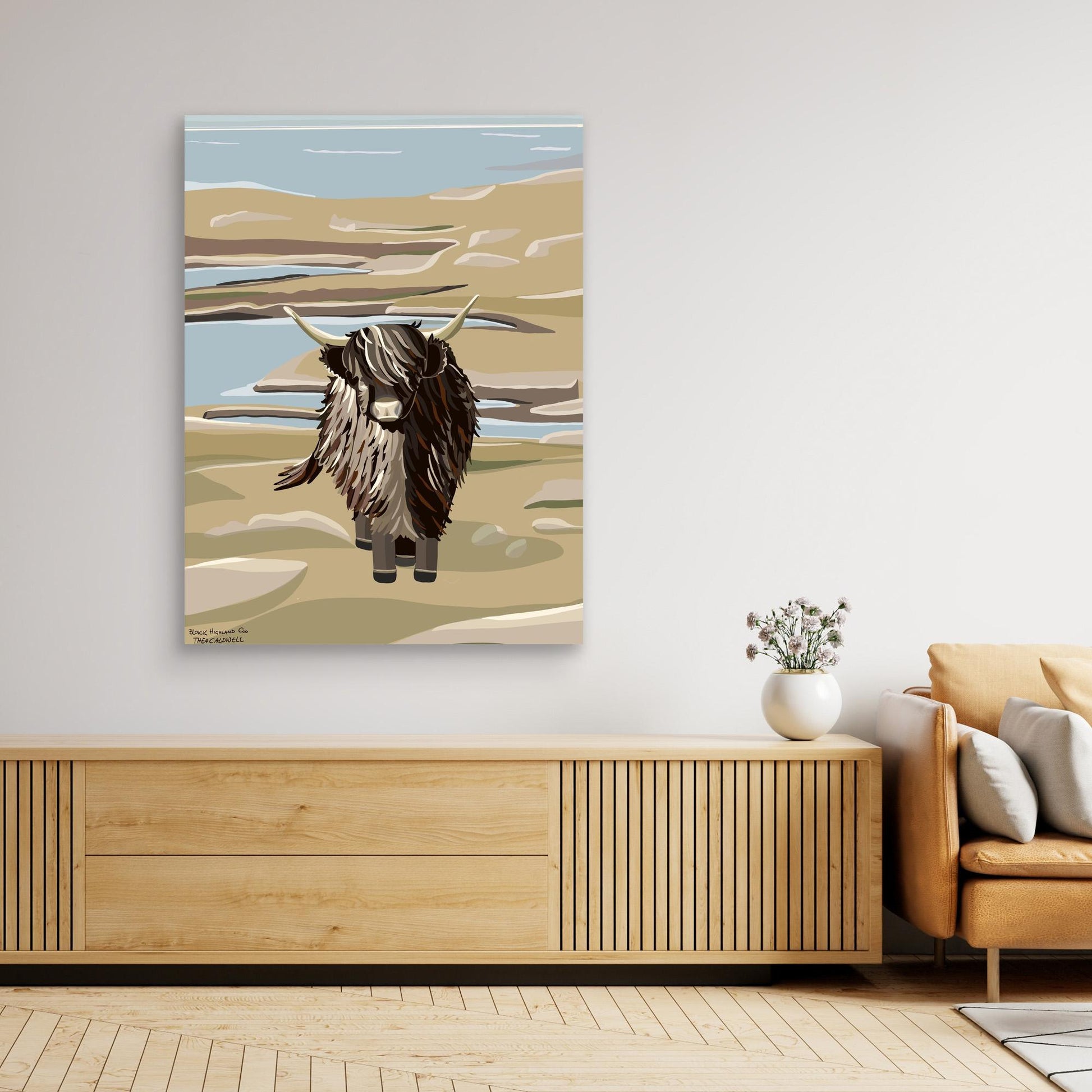 Black Highland Coo, Scotland - large size canvas prints