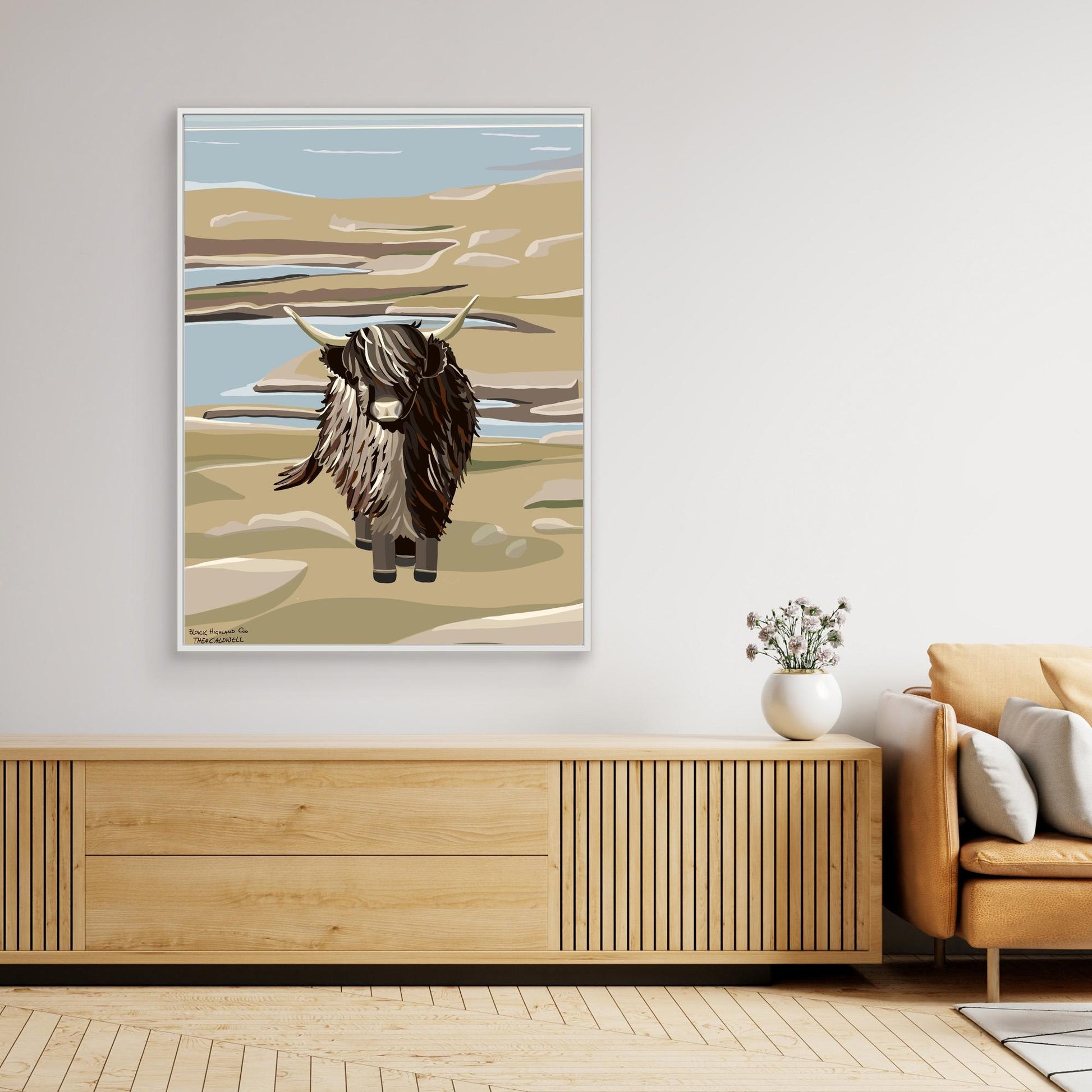 Black Highland Coo, Scotland - large size canvas prints