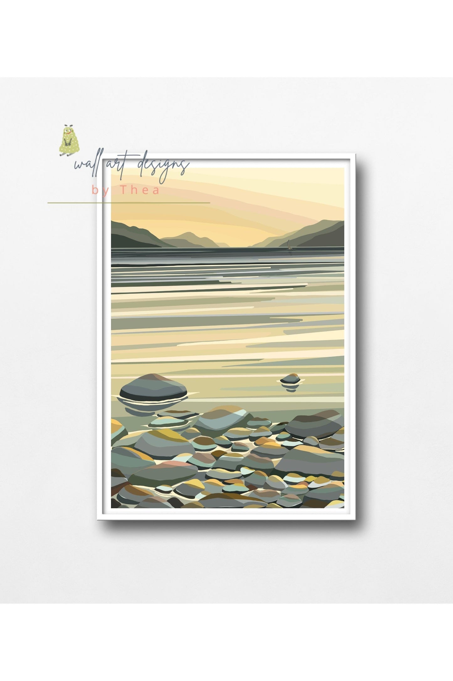 A3 Loch Ness and Nessie, Scotland -unframed quality card print. Scottish landmarks and lochs