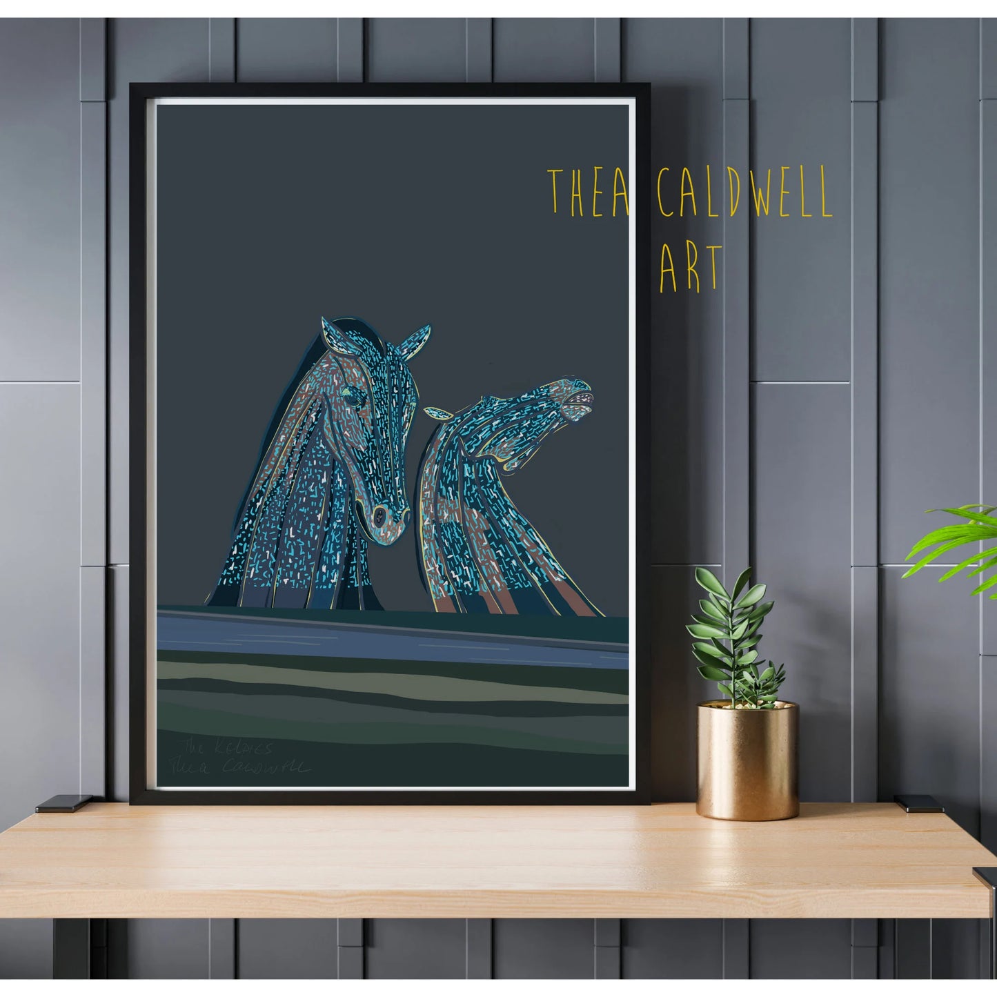 A3 The Kelpies -unframed quality card print. Scottish landmarks