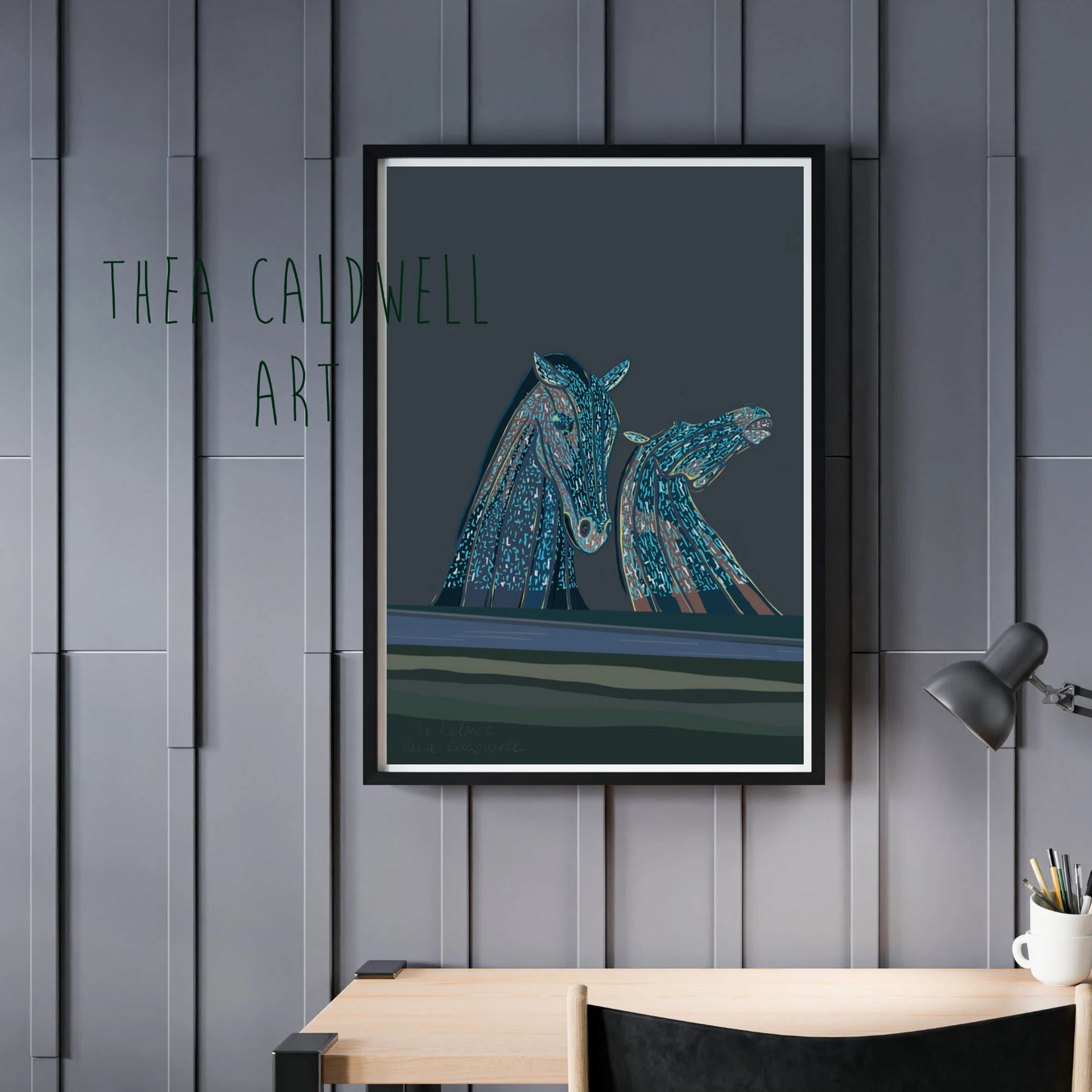 A3 The Kelpies -unframed quality card print. Scottish landmarks