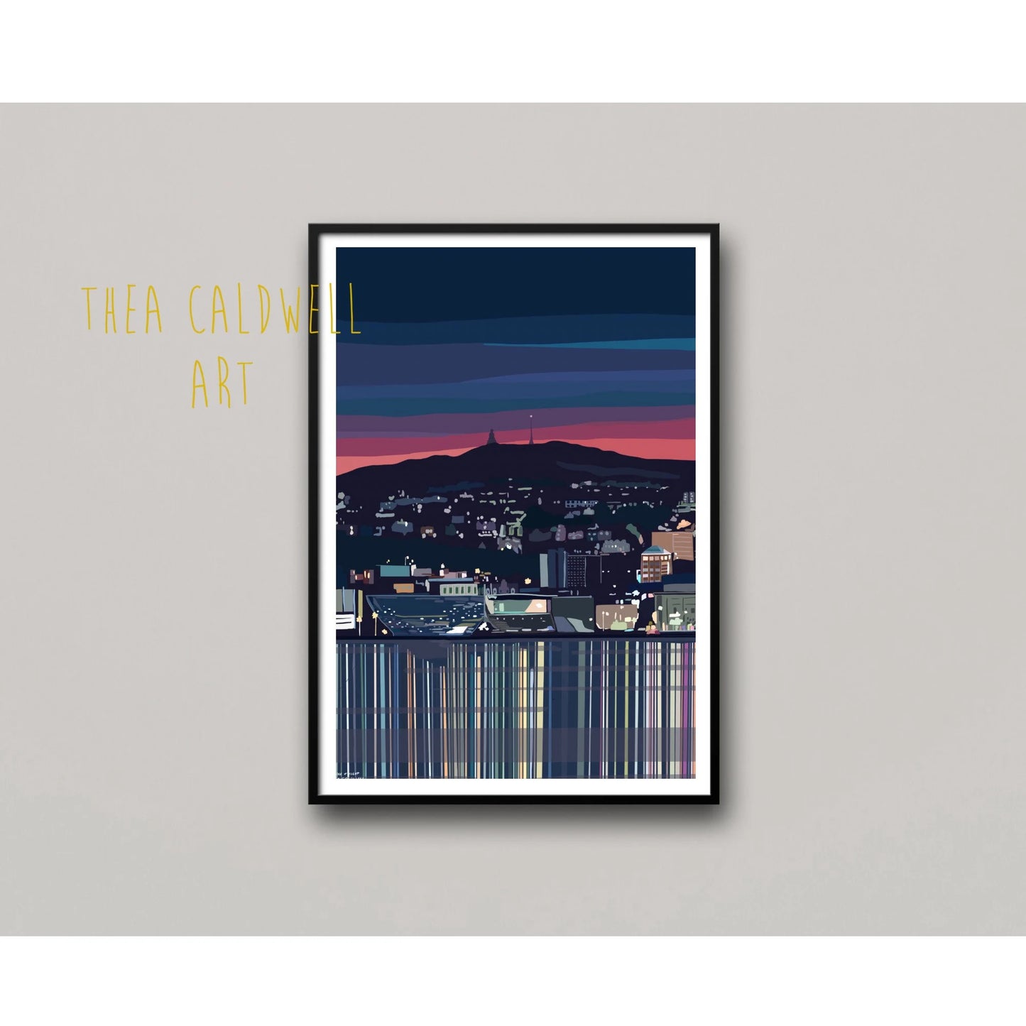 A3 Dundee at Night -unframed quality card print. Scottish landmarks