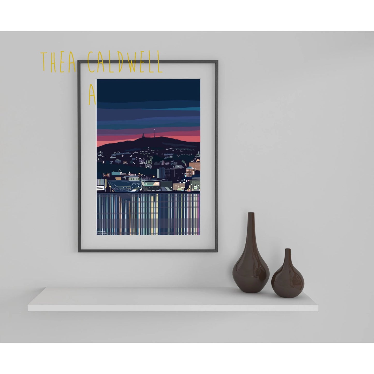 A3 Dundee at Night -unframed quality card print. Scottish landmarks