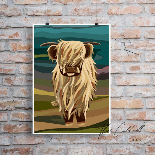 Unframed A3 :: Highland Cow :: -A3 supreme quality matte archival paper . Scottish landmarks