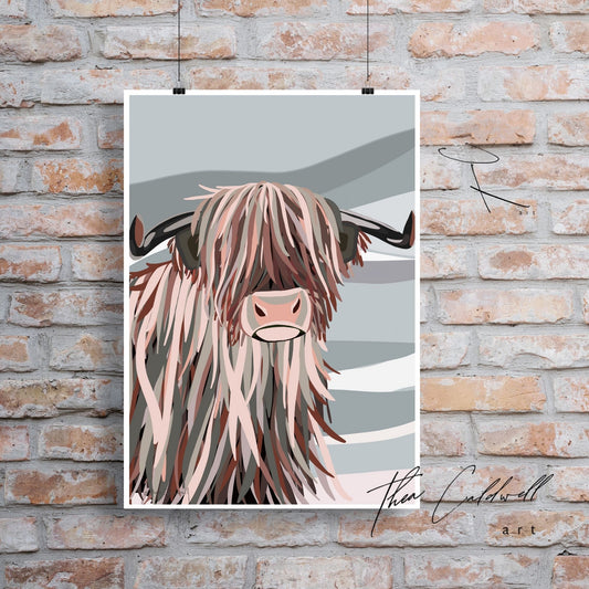 Unframed A3 :: Highland Cow #2 ::  -A3 supreme quality matte archival paper . Scottish landmarks