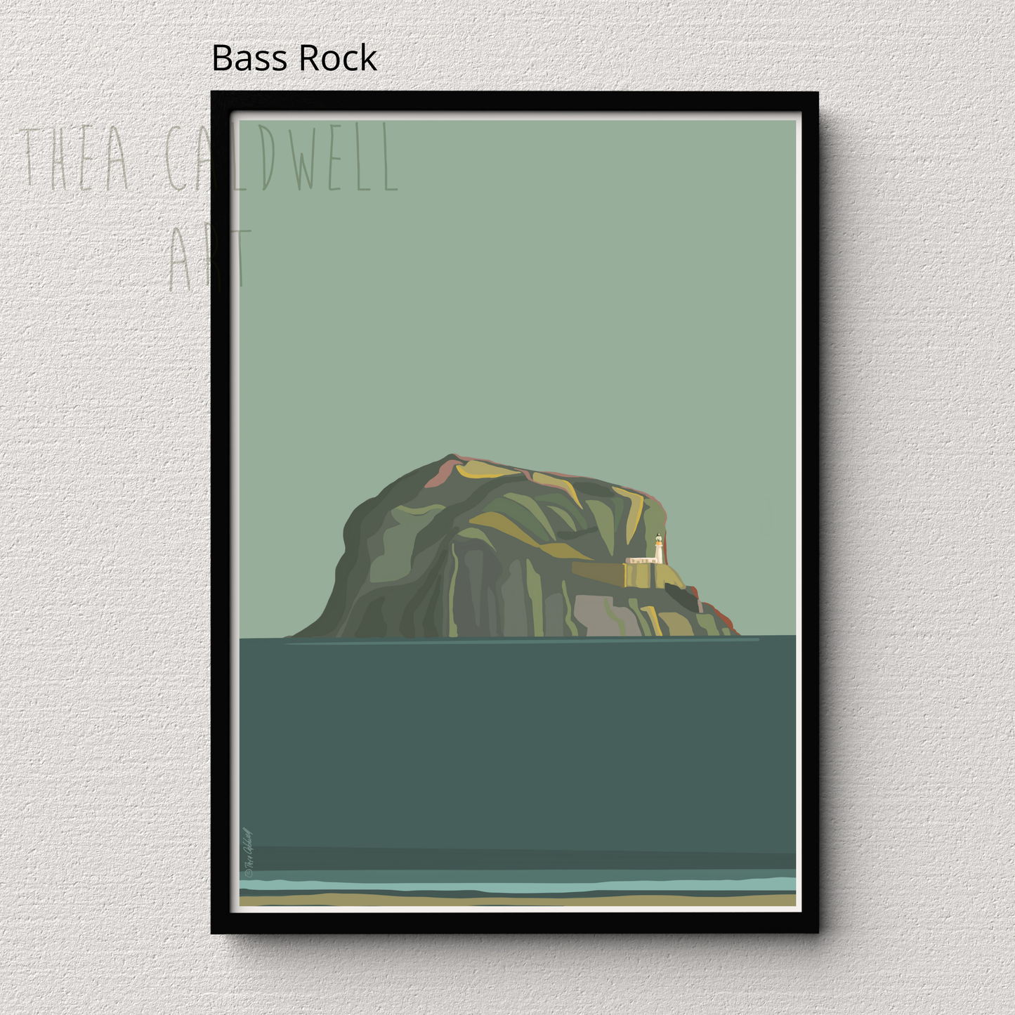 A3 Bass Rock -A3 gallery quality canvas print, framed. Scottish landmarks