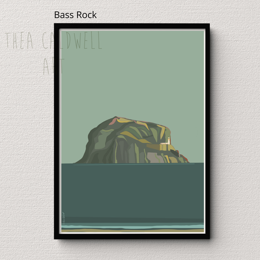 A3 Bass Rock -A3 gallery quality canvas print, framed. Scottish landmarks