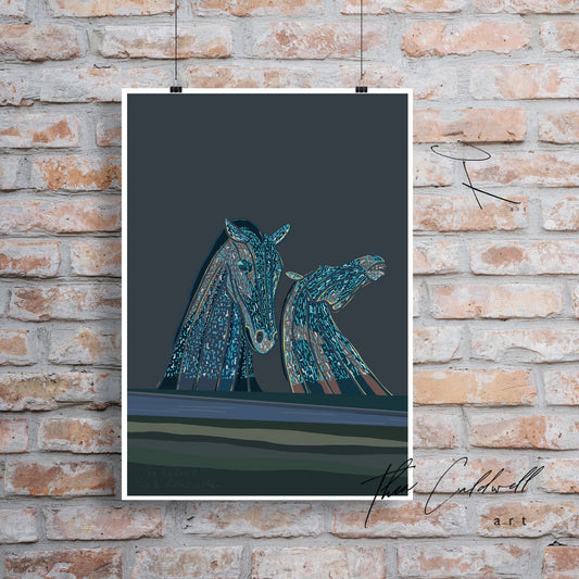 Unframed A3 :: The Kelpies :: -A3 supreme quality matte archival paper . Scottish landmarks