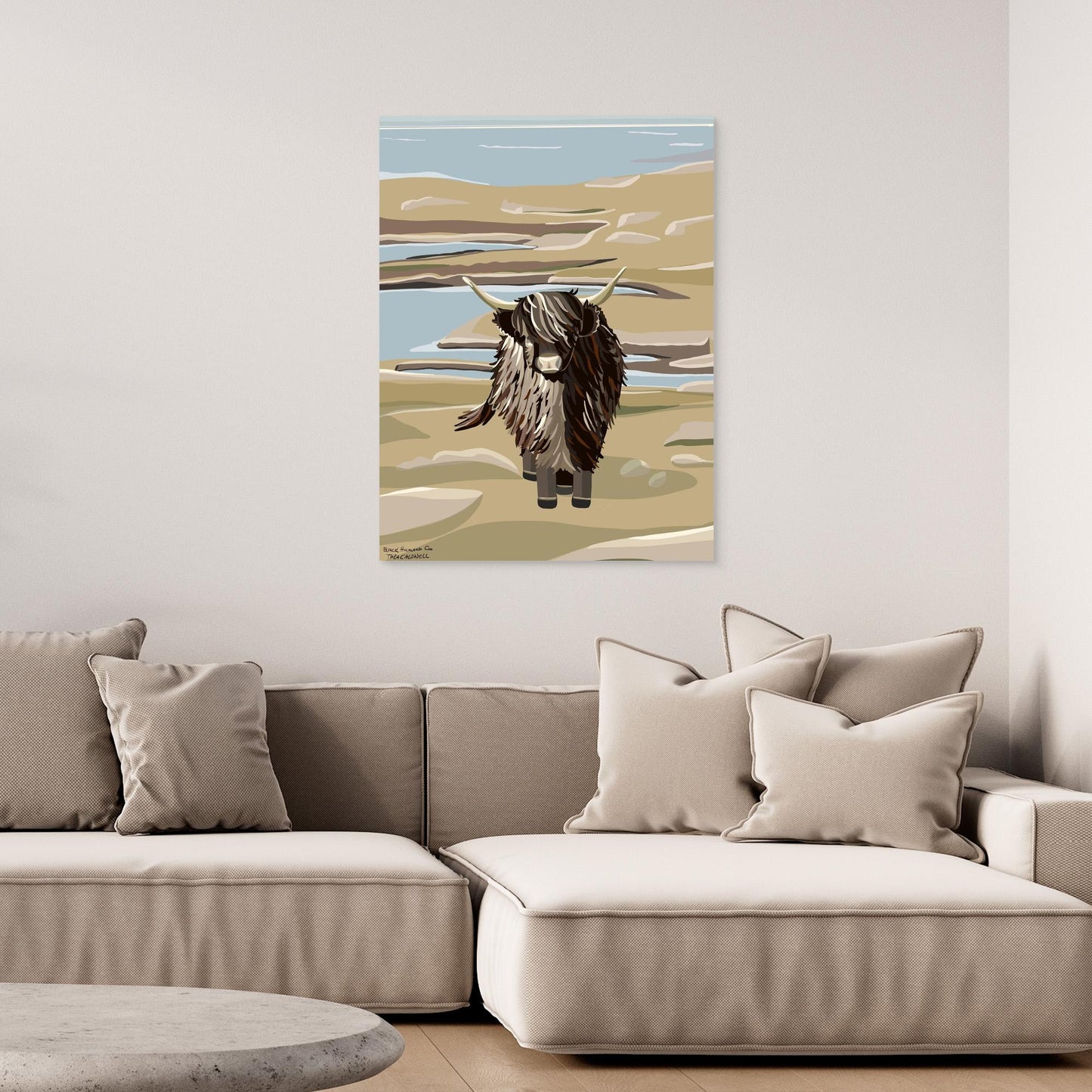 Black Highland Coo, Scotland - large size canvas prints