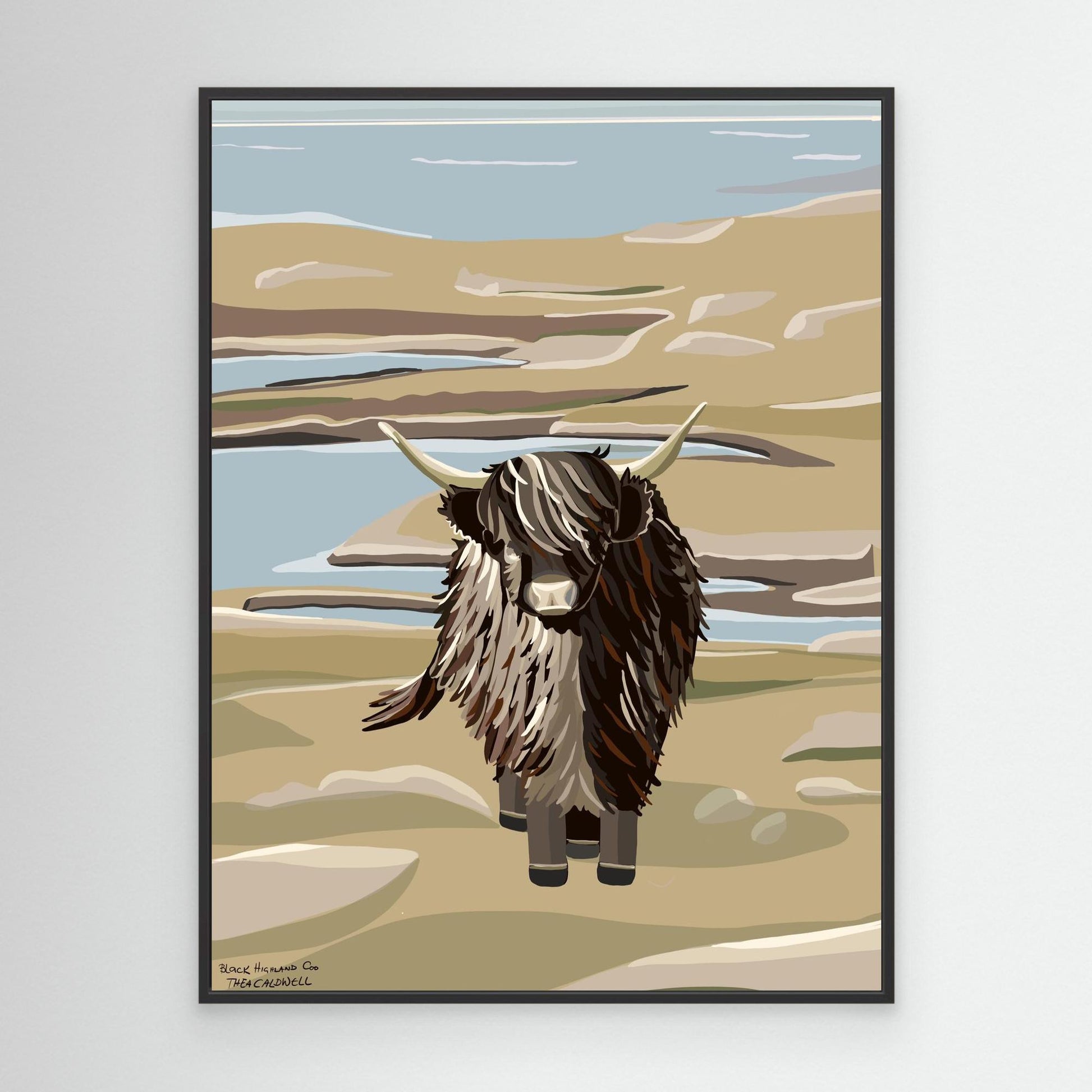 Black Highland Coo, Scotland - large size canvas prints