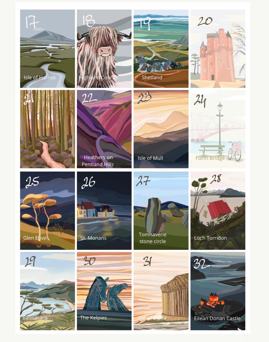 10 x Scottish themed greeting cards, A6 folded, with brown paper envelopes, Scotland on Canvas series, Thea Caldwell Art