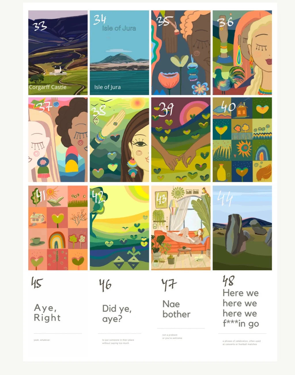 10 x Scottish themed greeting cards, A6 folded, with brown paper envelopes, Scotland on Canvas series, Thea Caldwell Art