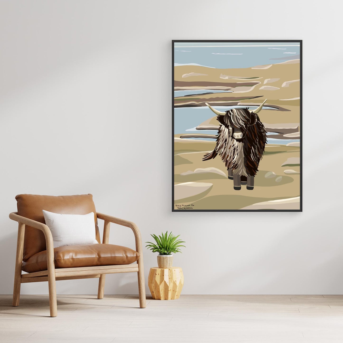 Black Highland Coo, Scotland - large size canvas prints